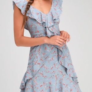 Lulu's Blue Floral Spring Dress